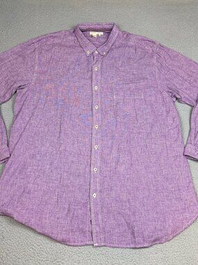 The Territory Ahead Shirt Mens Size 2XLT Tall Purple Linen Blend Relaxed